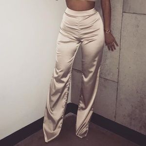 Pants - JLUXLABEL satin trousers in champagne Pants - JLUXLABEL satin trousers in champagne